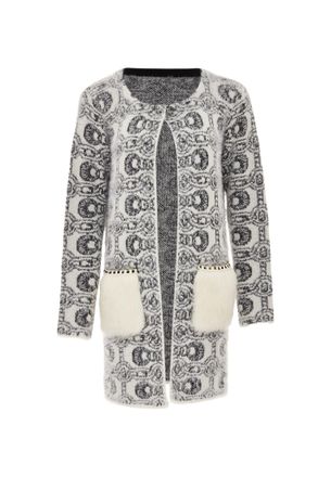 Faina Vest Dames wol wit zwart