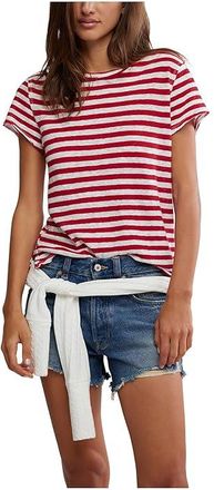 Free People Nora T-Shirts Womens Clothing Red Combo : LG (Womens 12-14), Cotton