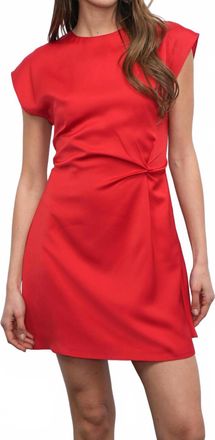Greylin Watson Dolman Sleeve Satin Side Twist Mini Dress In Red