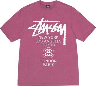 St&uuml;ssy Tops, Heren, Roze, L, Katoen, T-shirt met logo-print