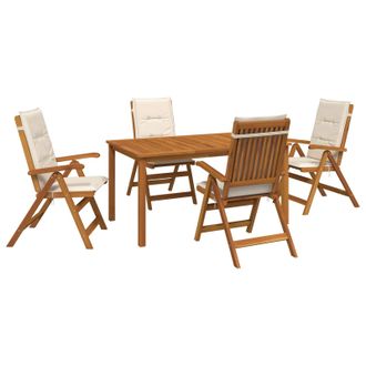 vidaXL Set Da Pranzo Da Giardino 5 Pezzi Naturale Vidaxl
