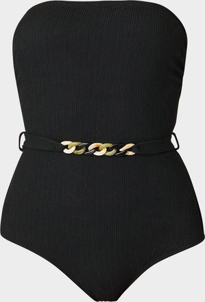 Shoshanna Belted Strapless One-Piece Swimsuit