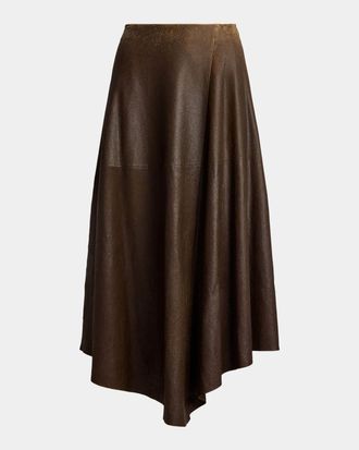 Ralph Lauren Collection Cecilie Distressed Lambskin Skirt