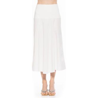 Alexia Admor Hadley Stretch Cotton Midi Skirt in White at Nordstrom Rack, Size 12