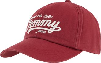 Tommy Jeans Baseball Cap TOMMY JEANS TJM ARCHIVE SCRIPT CAP, Herren, rustic cherry, Web, Baumwolle, unifarben, Caps Baseball Cap, Mit festem Schirm