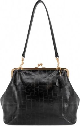 Like Dreams Womens Miette Faux Croc Top Handle Clutch In Black