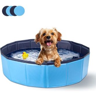 OEM Piscina Para Perros, Ba&ntilde;era R&iacute;gida, Ba&ntilde;era Plegable Para Perros Peque&ntilde;os Y Grandes Y Gatos, 80 X 20 Cm, S, Azul-crezuo
