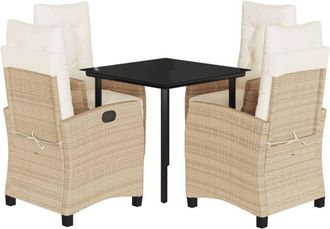 vidaXL Set Comedor De Jard&iacute;n 5 Pzas Con Cojines Rat&aacute;n Sint&eacute;tico Beige Vidaxl