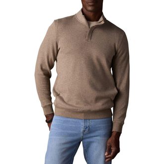 The Normal Brand Puremeso Fleece Quarter Zip Sweater in Dark Taupe at Nordstrom, Size Small
