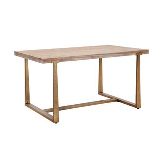 Mauro Ferretti Mesa De Comedor Rectangular De Metal Y Madera 90x150cm Moderna Ankara