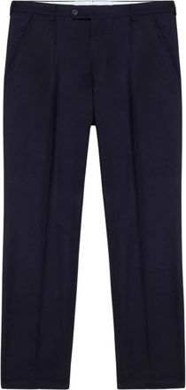 Brooks Brothers Navy-Blauwe Wollen Regular Fit Broek met Plooien - Heren - Chinos - Blauw - W30 - Wol - Broeken