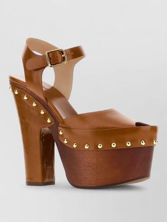 Chlo&eacute; leather meret clogs open toe platform