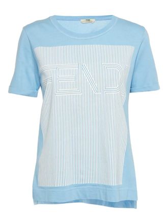 Fendi logo-print striped T-shirt - Blue