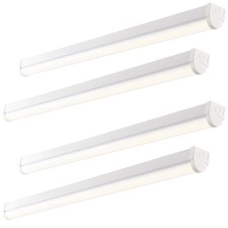 Loops 4 PACK 4ft Emergency Batten Light - 24.5W Cool White LED - Gloss White & Opal