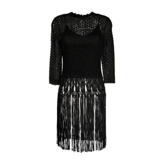Zimmermann Knitted Dresses, female, Black, Size: M Black Knitted Sweater Aw23