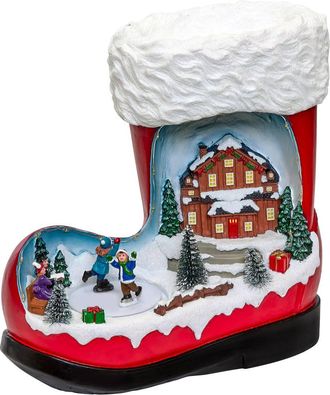 Atmosphera Pueblo Navide&ntilde;o Luminoso, Animado Y Musical Con Forma De Bota, Con 12 Led Y Que Funciona Con Pilas - Atmosphera Cr&eacute;ateur DInt&eacute;rieur