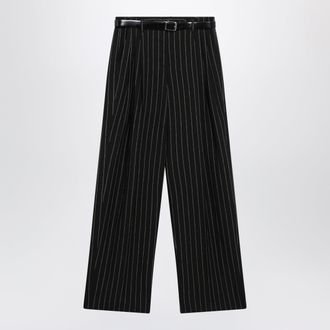 Dolce & Gabbana Pantaloni gessati in lana vergine e lino