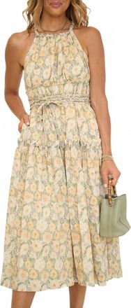 En Saison Blaine Midi Dress In Green/ Sand