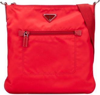 Prada Pre-owned Womens Crossbody Nylon Bag Zipper Pocket - Red Textile - One Size
