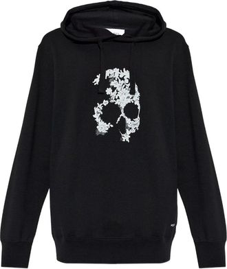 Alexander McQueen LACE SKULL HOODED TOP Size: XL, colour: BLACK