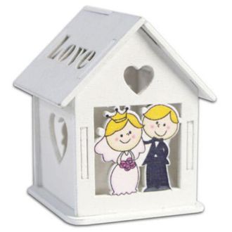 Trade Shop Trade Shop - 12 Scatolina Porta Confetti Bomboniera Matrimonio Casetta Con Tetto Apribile