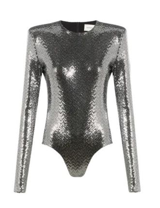Alexandre Vauthier Silver Sequin Bodysuit Size S
