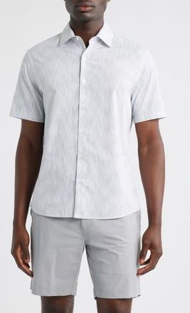 Robert Barakett Pruitt Short Sleeve Button-Up Shirt in Light Grey at Nordstrom Rack, Size Xx-Large