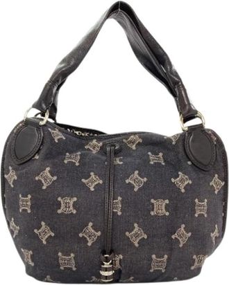 Celine Pre-owned Vintage Denim Schoudertas - Dames - Vintage Schoudertas - Zwart - ONE Size - Denim - Vintage