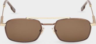 Ermenegildo Zegna Men & apos;s Double-Bridge Metal Rectangle Sunglasses