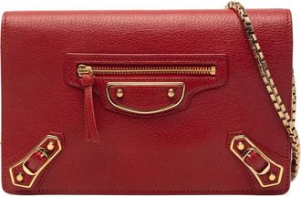 Balenciaga Pre-owned Balenciaga Goatskin Motocross Metallic Edge Wallet on Chain Ladies YM9D2O3GDPS2OEEB