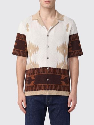 Alanui Camicia bowling in cotone jacquard con motivo astratto e collo cubano
