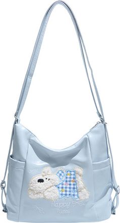 Generic PU Leather Tote Bag Adjustable Underarm Bag for Women Travel (Light Blue)