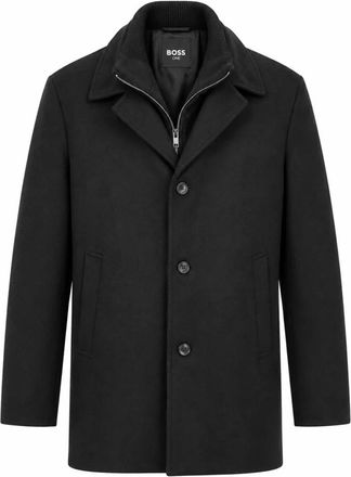 HUGO BOSS 2-in-1 Jas van Wol en Kasjmier - Heren - Mantel - Zwart - 4XL - Wol - Jassen