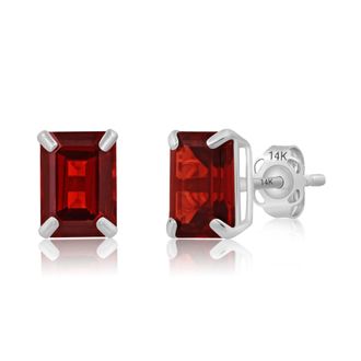 MAX + STONE 14k Yellow or White Gold Solitaire 7x5mm Gemstone Stud Earrings