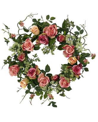 Nearly Natural 20In Rose Wreath