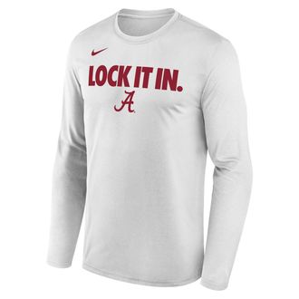 Nike Alabama 2026 On-Court Bench Nike Mens Dri-FIT College Long-Sleeve T-Shirt in White | M22284P870BAMA-WHT