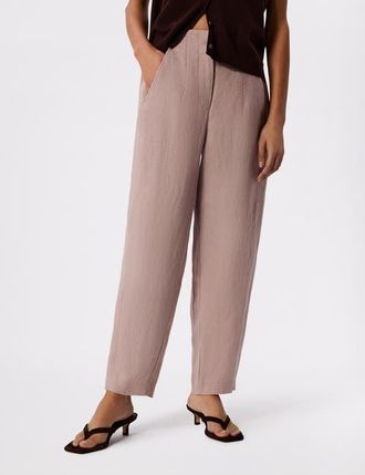 Whistles Linen Barrel Leg Trouser in Dusty Pink at Nordstrom, Size 14