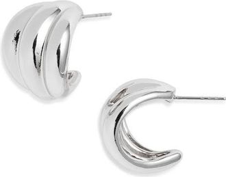 Open Edit Wide Ridged Huggie Hoop Earrings in Silver at Nordstrom