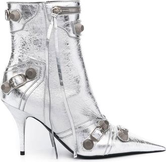 Balenciaga Cagole 90mm metallic ankle boots - women - Calf Leather/Calf Leather/Calf Leather - 40 - Silver