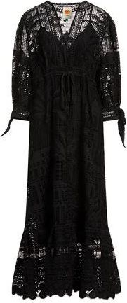 Farm Rio MORADA BOA BLACK GUIPIRE MAXI DRESS