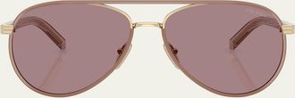 Prada 0PR B57S Steel Aviator Sunglasses