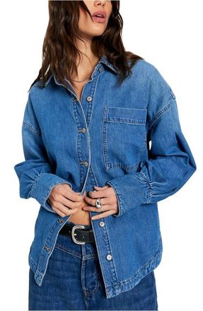 Free People Ashley Denim Shirt in Medium Wash at Nordstrom, Size X-Large