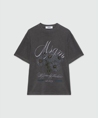 Msgm Black Cotton Mens T-Shirt