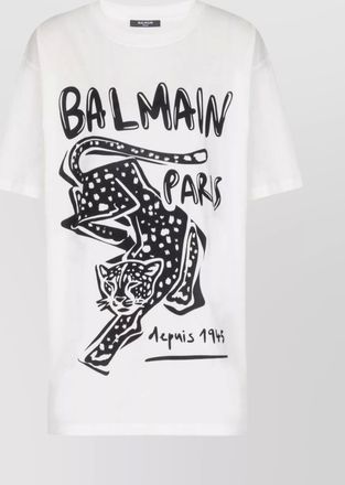 Balmain short sleeve crew neck graphic t-shirt