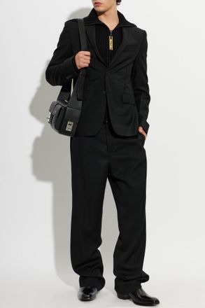 Fendi Wool Blazer With Open Lapels, Mens, Black