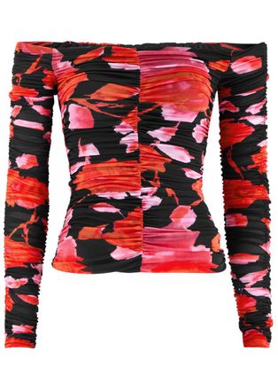 Blumarine Blumarine Printed Off-the-shoulder Stretch-jersey top - Pink - 44 (UK12 / M)