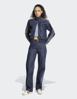 adidas Originals Firebird - Pantaloni di jeans dritti a vita medio alta indaco-Blu