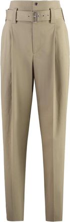 Bottega Veneta Compacte Katoenen Broek - Dames - Broeken - Beige - 2XS - Katoen - Broeken