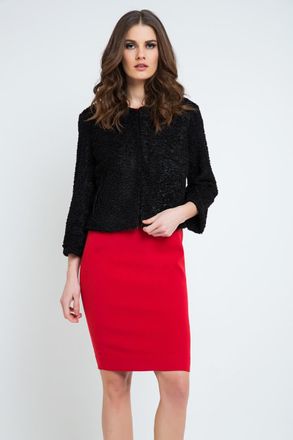 Móveis Conquista Womens Black Astrakhan Jacket with Pleather Detail - Size EU 36 (Womens)