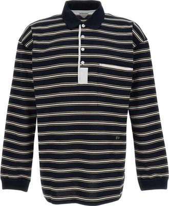 Bottega Veneta Tops, Heren, Blauw, XL, Katoen, Gestreepte Piqu&eacute; Polo